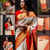 Cream Soft Silk Saree Collection