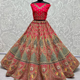 Multi Color Peacock Embroidered Designer Silk Lehengacholi