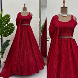 Red Sequance Brid Lehenga Choli