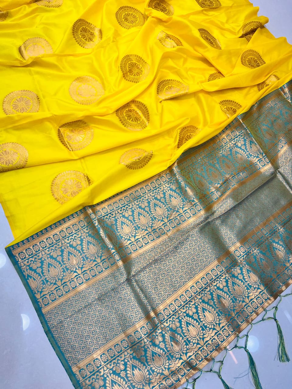 Beautiful Soft Chakrani Silk sareeGolden