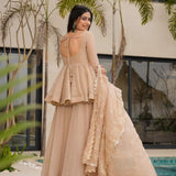 Ethnic Tabby Organza  Top Sharara Plazzo