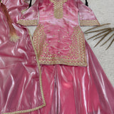 Premium Peach Gmy Silk Suit