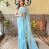 Presenting Most Beautiful Crush Seqwance Georgette Saree