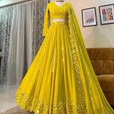 Attractive Yellow Embroidered Lehenga