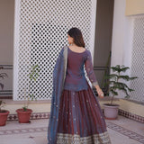 Premium Wine Chiffon Lehenga Choli