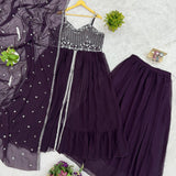 Stylish Wine Lehenga Koti Set