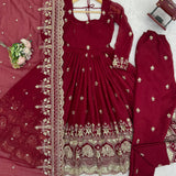 Maroon Heavy Crunchy Anarkali Gown