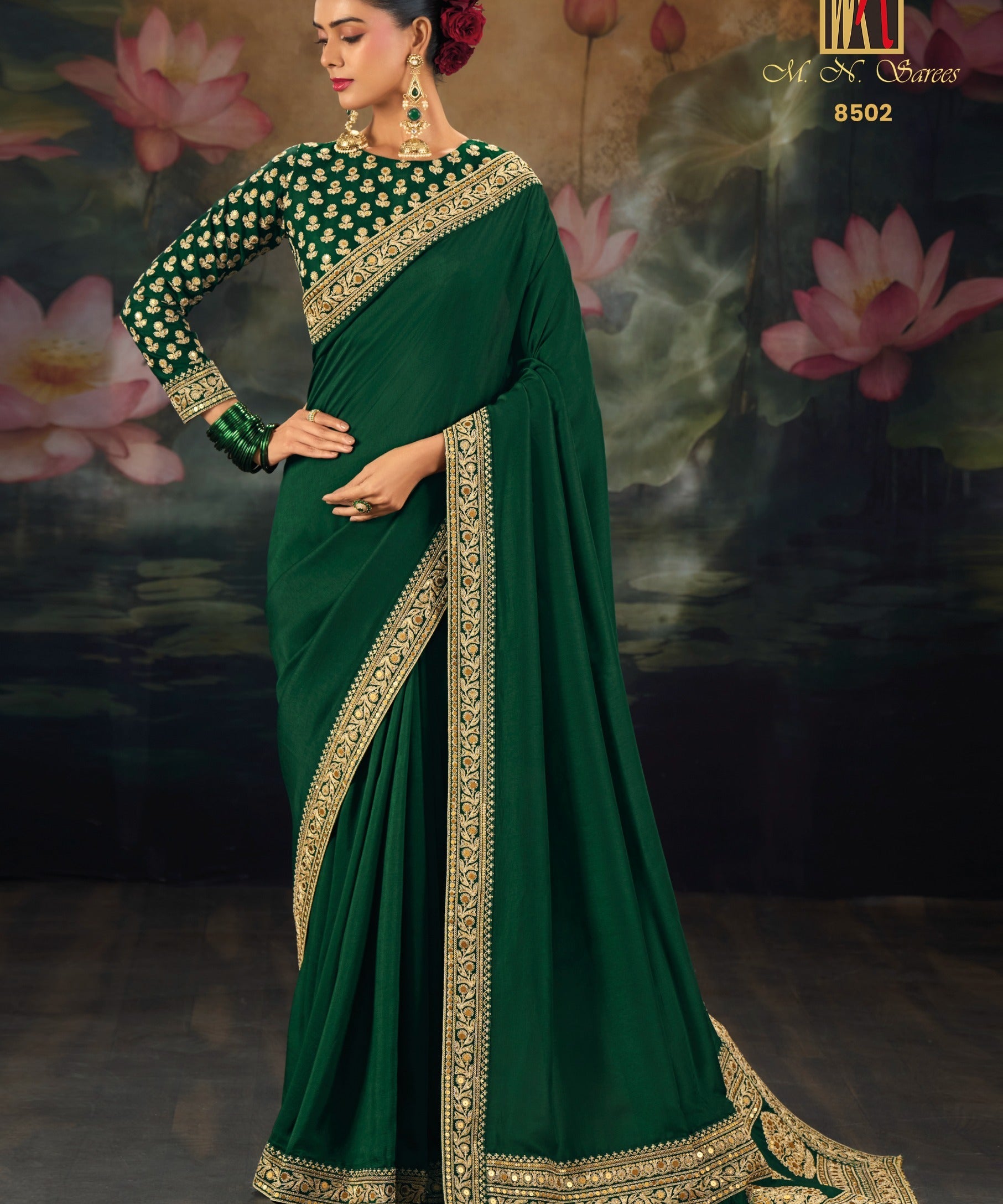 Elegance Wedding Embroidered Silk Saree
