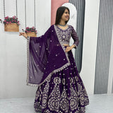 Embroidered Wine Lehenga Choli