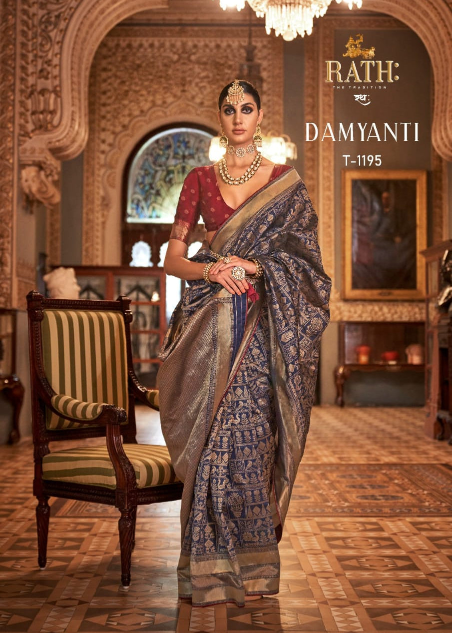 Aqua Finish Banarasi Silk Saree