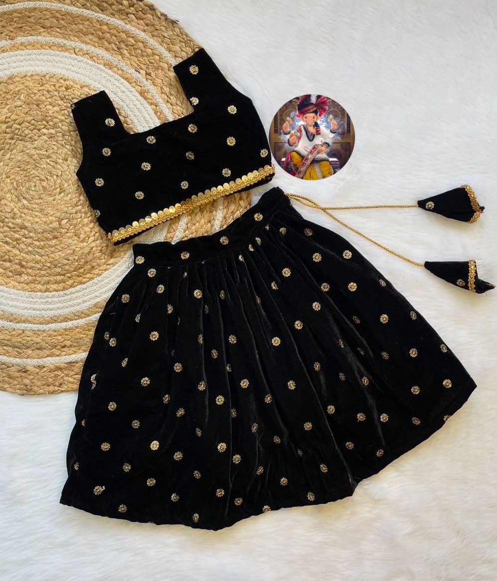Beautiful Velvet Kids Lehenga
