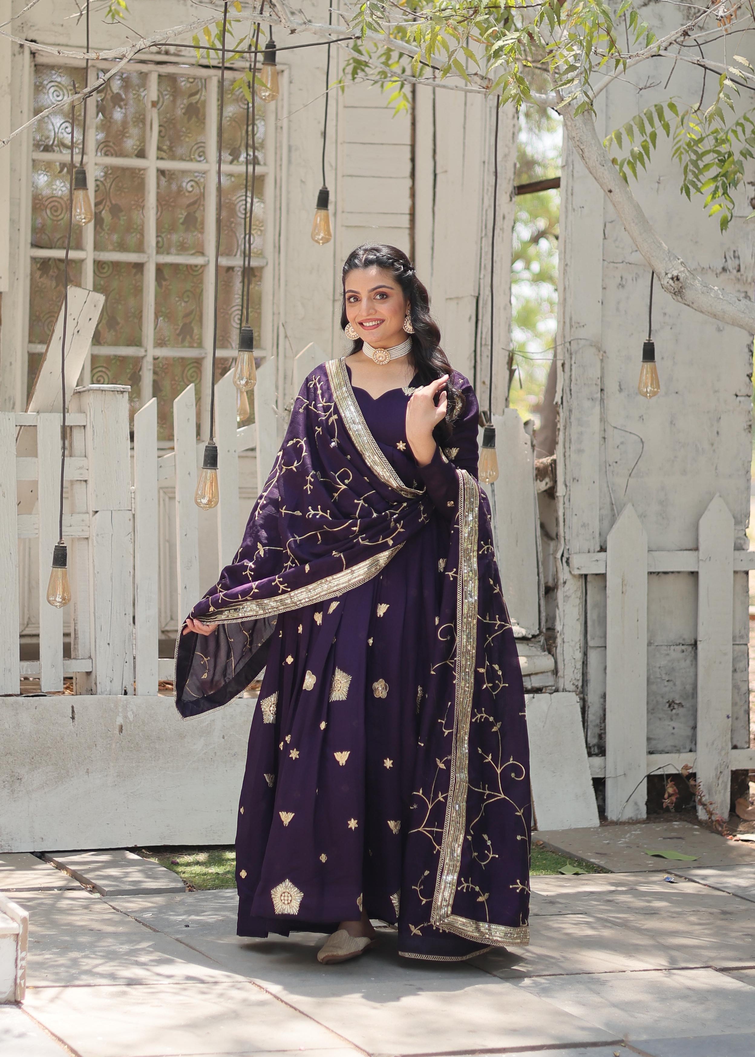 Srylish Shimmer Silk Anarkali Gown