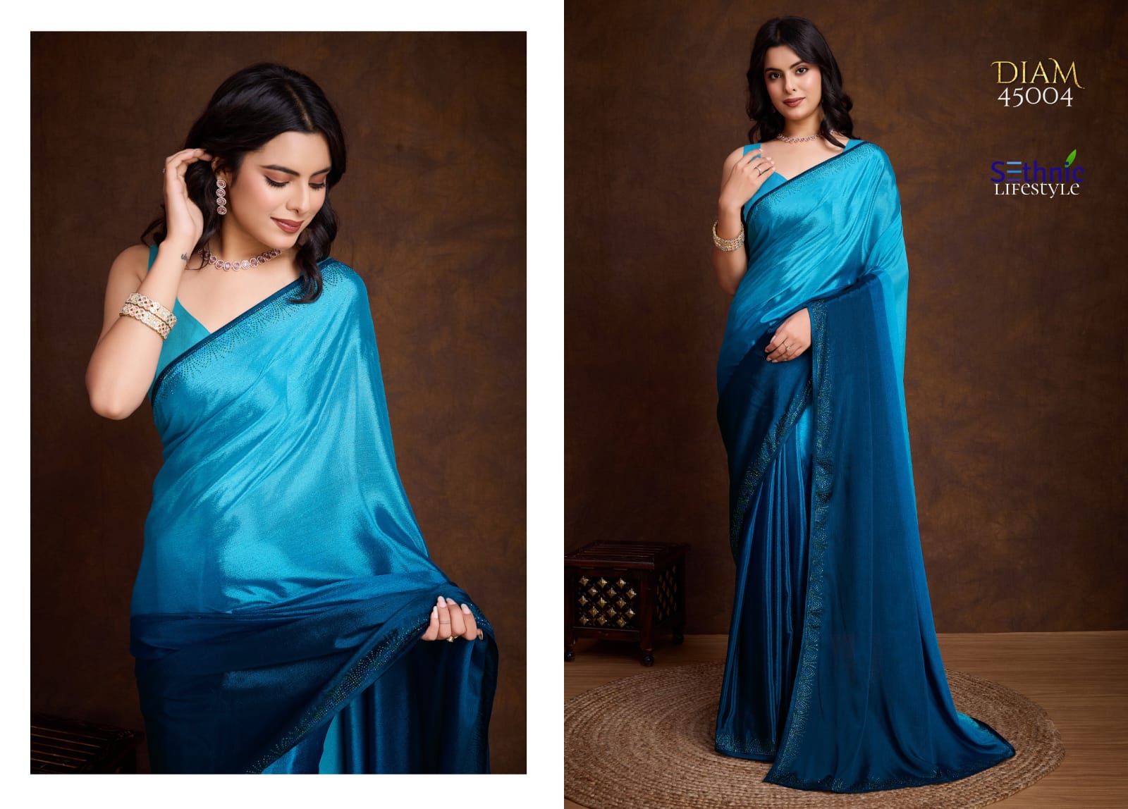 Crafted Chinon Shaded Colored Saree