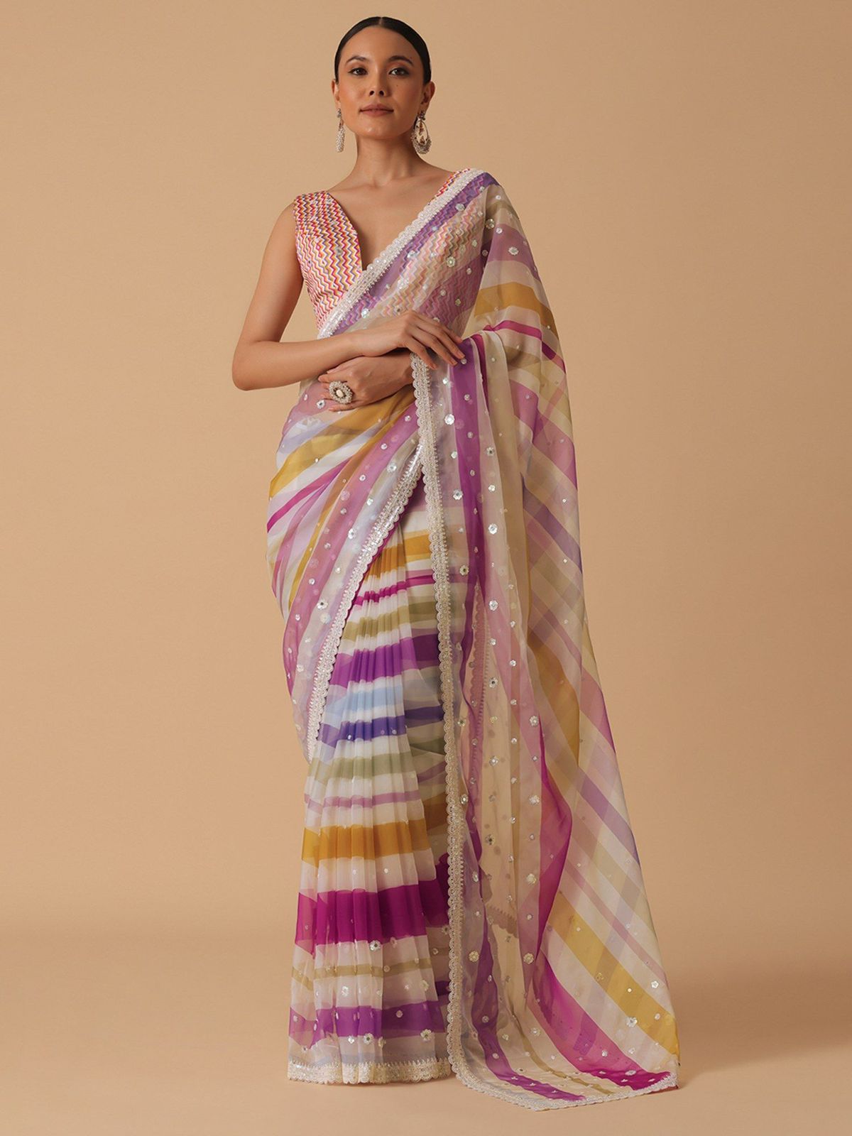 Premium Striped Digital Printed Saree