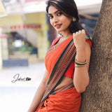 Orange Soft Lichi Silk Saree