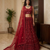 Eye Catch Red Bridal Embroidered Lehenga