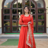 Attractive Russian Silk Anarkali Gown