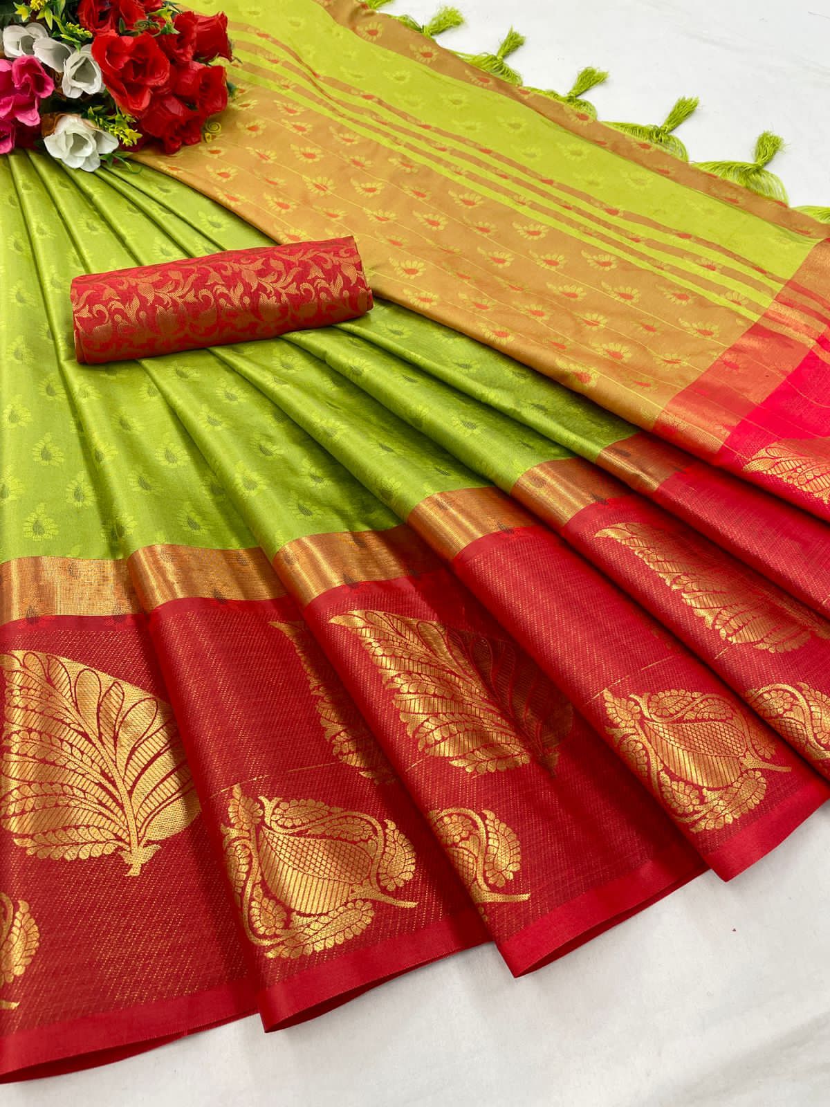 Launching mercerised cotton silk Saree