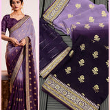 Two Tone Heavy Georgette Fabric All Over Saree Foil Print