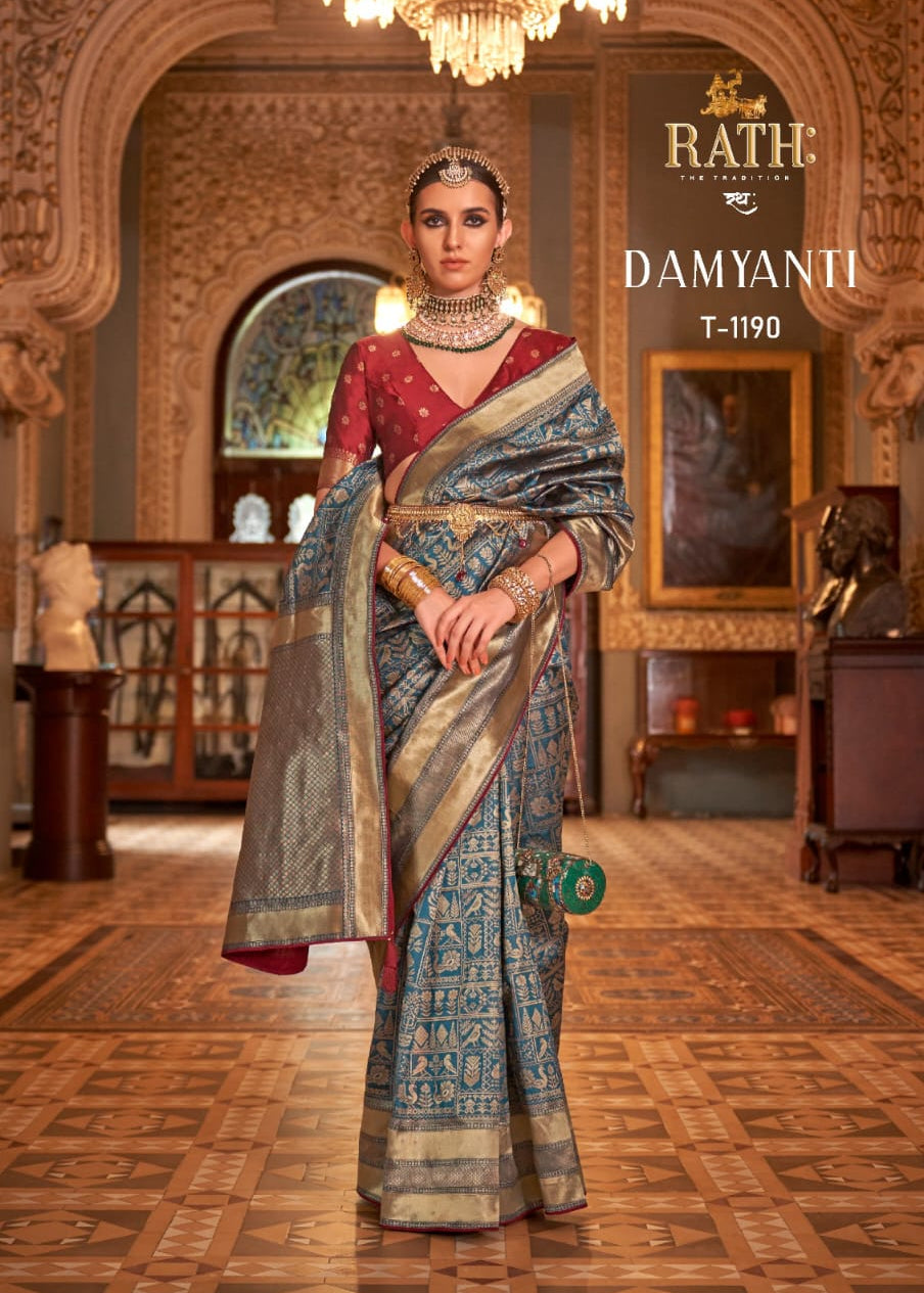 Aqua Finish Banarasi Silk Saree