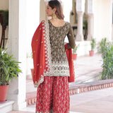 Premium Checkered Embroidered Suit