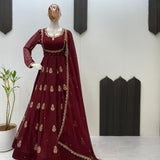 Exclusive Maroon Georgette Gown