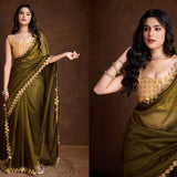 Crafted Cutwork Golden Sequance Saree