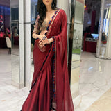 Maroon Blooming Rangoli Saree