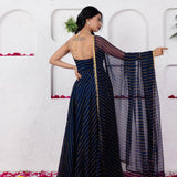 Elegance Stylish Striped Anarkali Gown