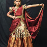 Heavy Lichi Silk Kids Lehenga