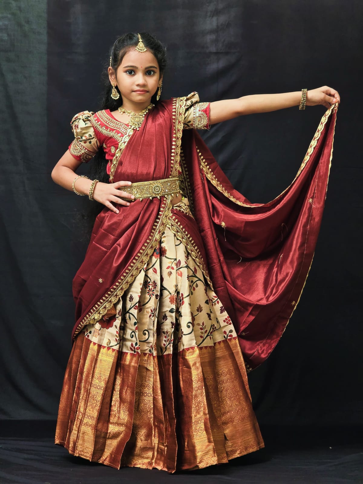 Heavy Lichi Silk Kids Lehenga