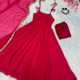 Red Fancy Georgette Anarkali Suit