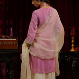 Stylish Pink Chinon Silk Suit