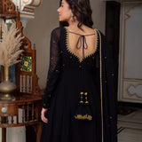 Blooming Black Anarkali Suit