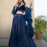 Bluish partywear lahenga choli