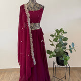 Wine Radiance Lehenga - Size M