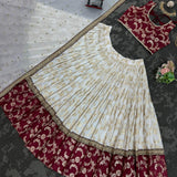 White Premium Jacquard Lehenga