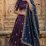 Ananya Wine Space Silk Lehenga