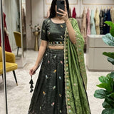 Exquisite Space Silk Embroidered Lehenga