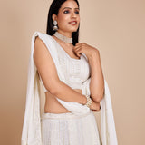 White Threads and Sequance Work Lehenga