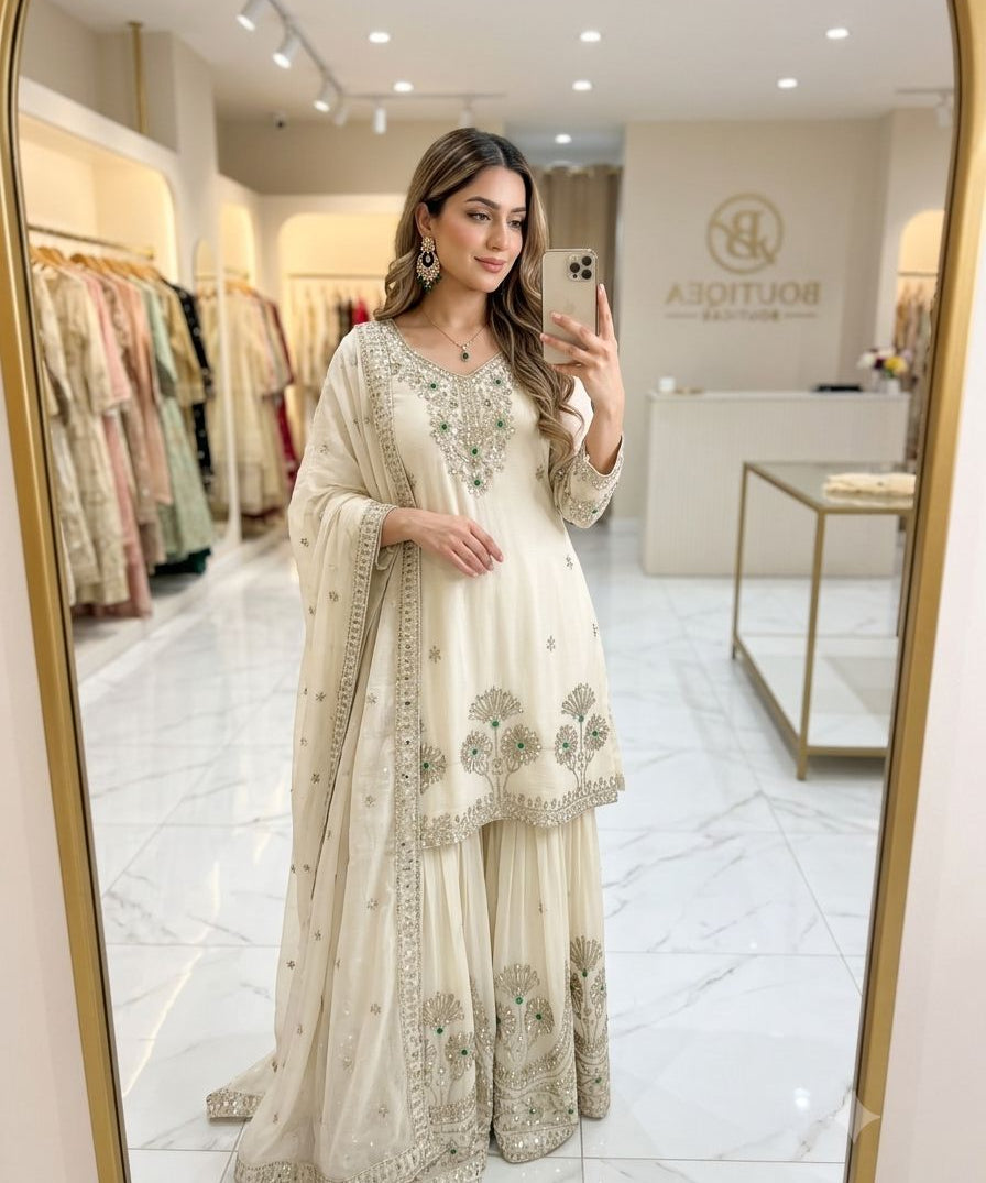 Stylish A-line Silk Top Sharara