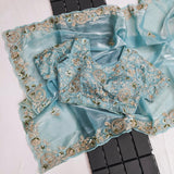 Premium Sky Jimmy Choo Saree