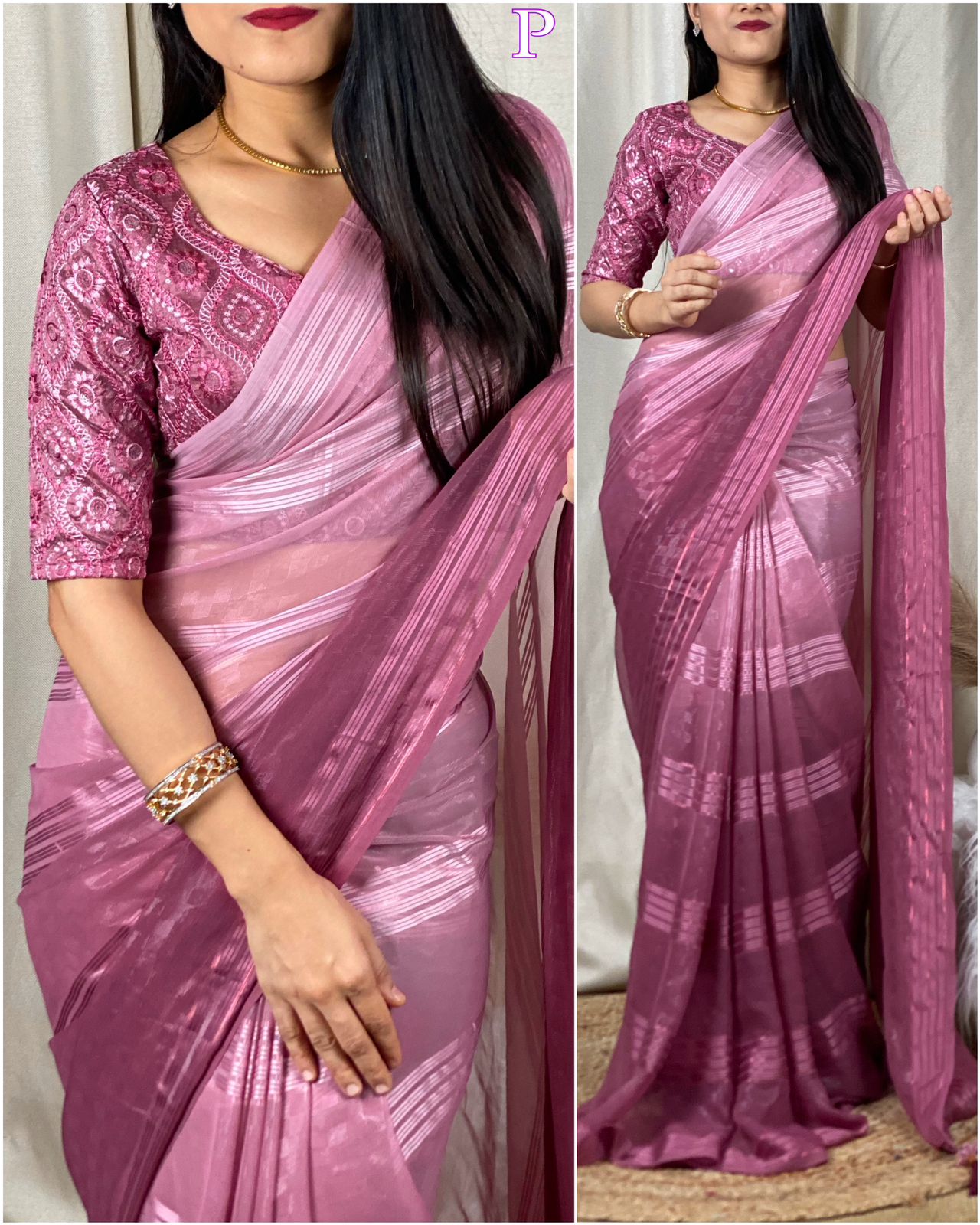 Rustic Glamour Sparkle georgette Saree