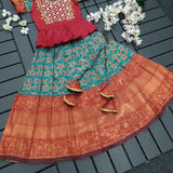 Lichi Silk Zari Weaving Kids Lehenga