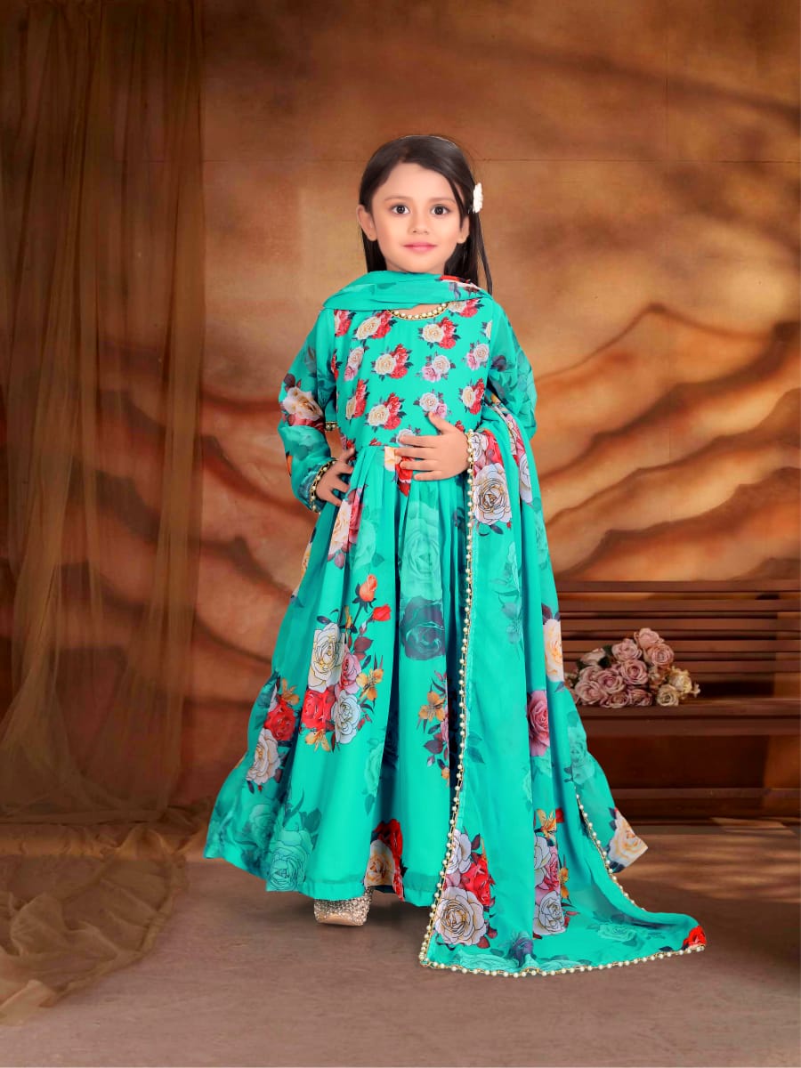 Floral Print Kids Gown