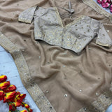 Exclusive Gold Crush Embellished Saree