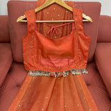 Orange Designer Tissue Silk Saree