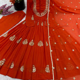 Orange Designer Georgette Gown