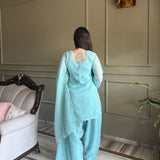 Sky Crunchy Silk Top Salwar