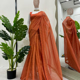 Orange Designer Tissue Silk Saree